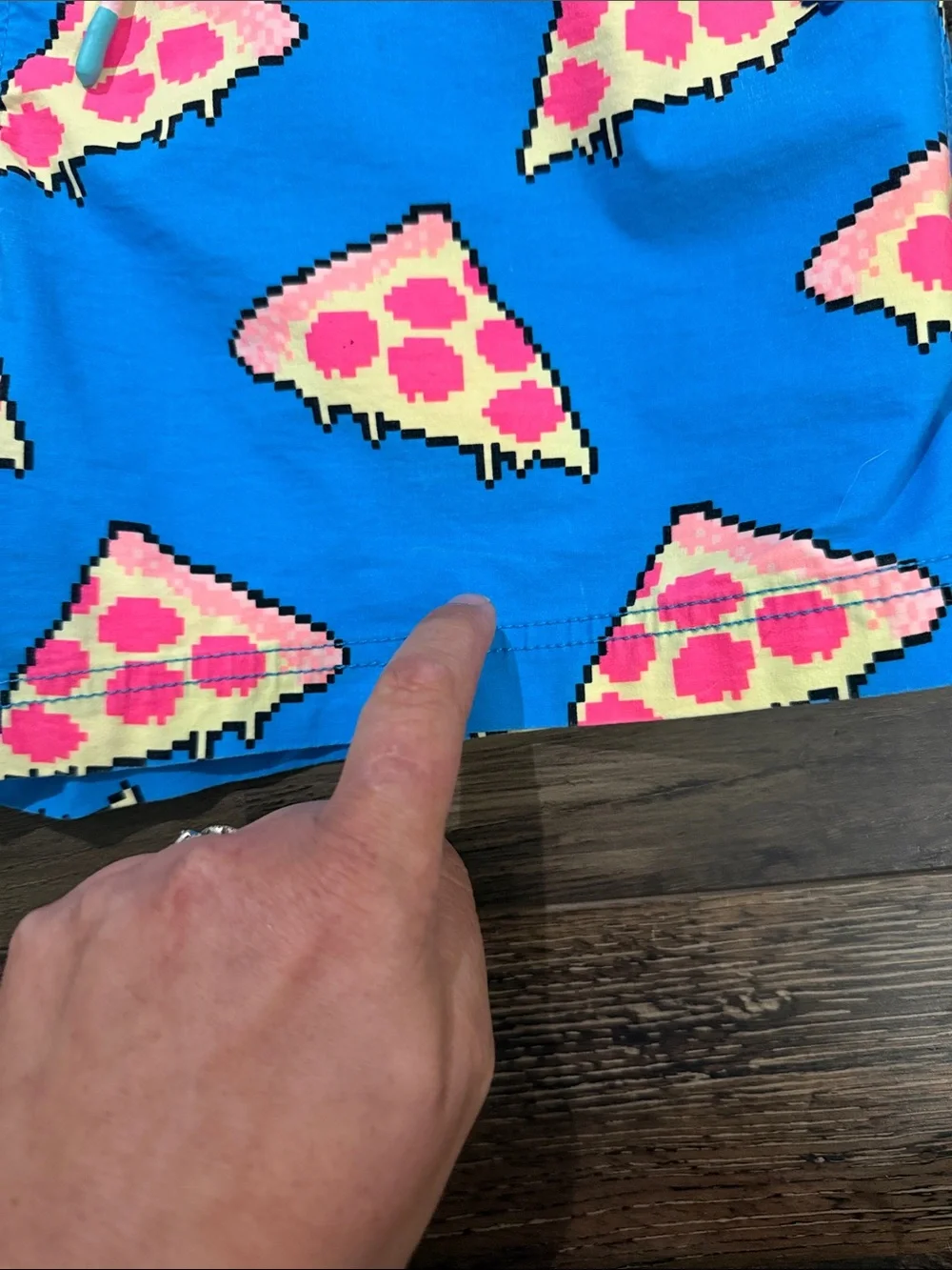 Party pants Bright Blue Pizza-Print‎ Swim Trunks